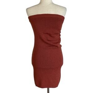 EXPRESS Rust Strapless Knit Sweater Dress Size XS Bodycon Sexy Mini Date Night